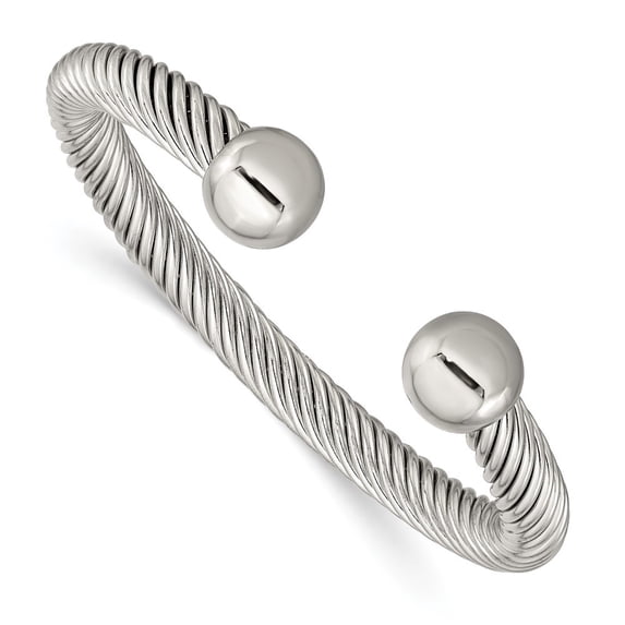 Auriga Fine Jewelry Stainless Steel Polished 7.3mm Cuff Bangle for Women