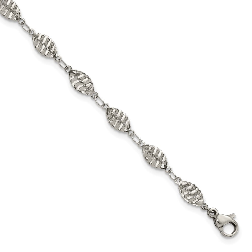 Auriga Fine Jewelry Stainless Steel Polished 9 inch Anklet Plus 1 inch Extension for Women