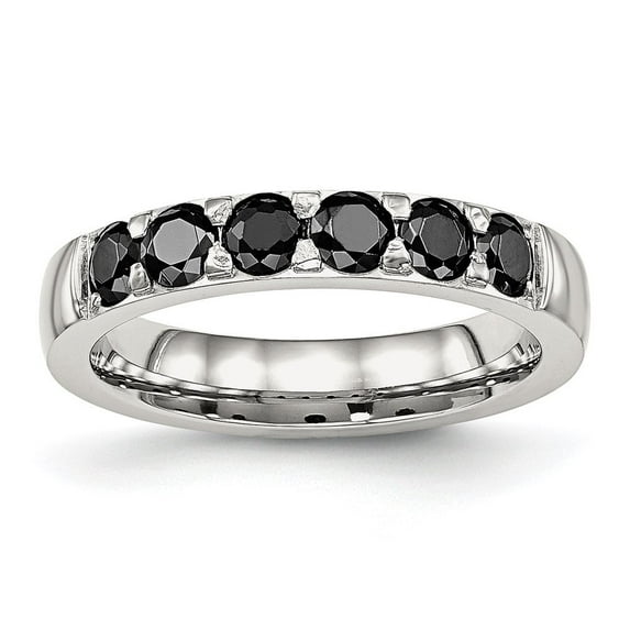 Auriga Fine Jewelry Stainless Steel Polished Black CZ 4 mm Band for Women Size 6