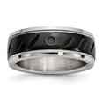 thumbnail image 1 of Auriga Fine Jewelry Stainless Steel Polished Black IP-plated 8mm Grooved Band for Men Size 10, 1 of 6