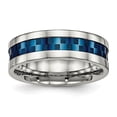 thumbnail image 1 of Auriga Fine Jewelry Stainless Steel Polished Blue IP-plated Checkered Design 7 mm Band for Women Size 8.5, 1 of 7