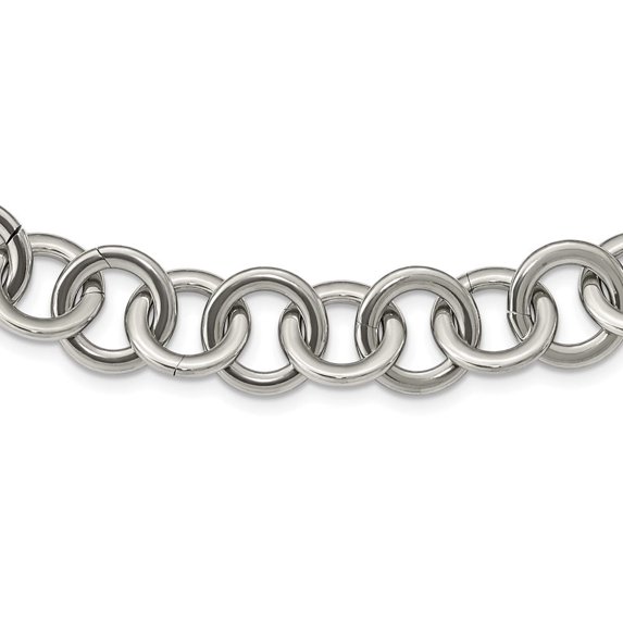 Auriga Fine Jewelry Stainless Steel Polished Circle Link 17 inch Necklace for Men 17"