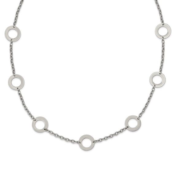 Auriga Fine Jewelry Stainless Steel Polished Circles Necklace for Women 26"