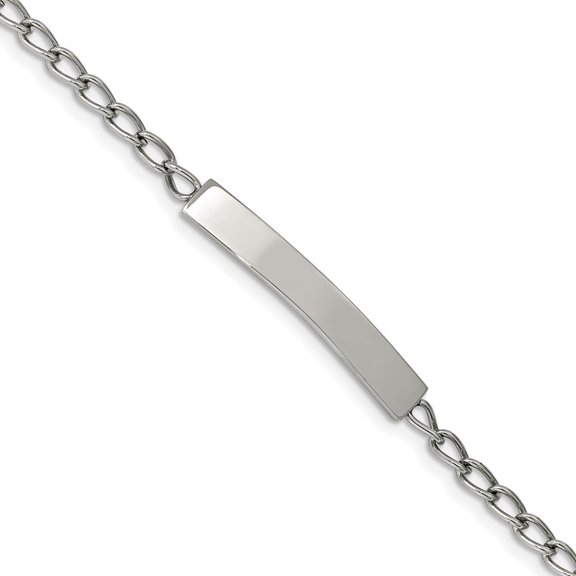 Auriga Fine Jewelry Stainless Steel Polished Curb Chain 8.5 inch ID Bracelet for Women
