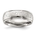 thumbnail image 1 of Auriga Fine Jewelry Stainless Steel Polished Etched Design Ridged Edge 7.5mm Men's Band Size 9, 1 of 7