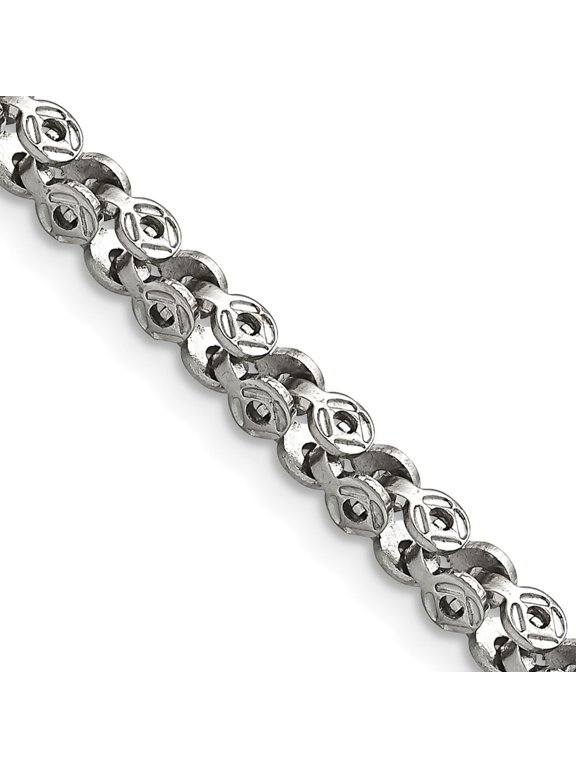 Fine Jewelry Stainless Steel Polished Fancy Circle Link Chain Necklace for Women 18"