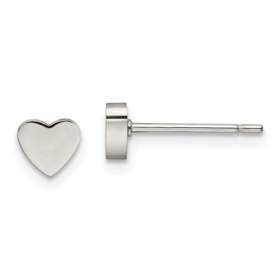 Auriga Fine Jewelry Stainless Steel Polished Heart Post Stud Earrings for Women