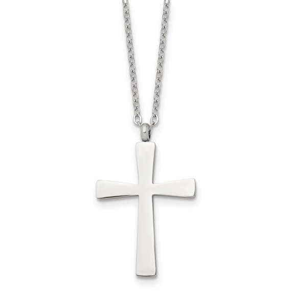 Auriga Fine Jewelry Stainless Steel Polished Large Cross Pendant on an Cable Chain Necklace for Women 18"