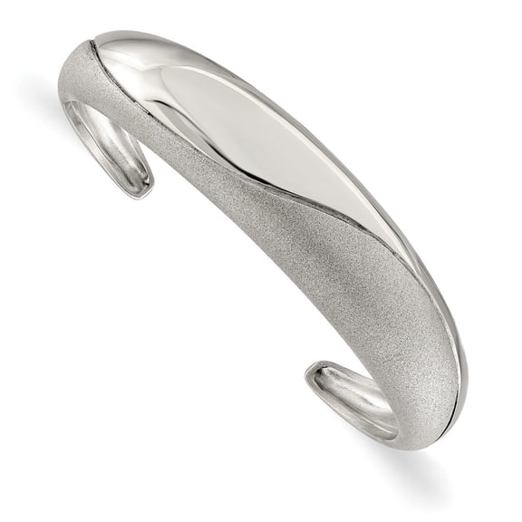 Auriga Fine Jewelry Stainless Steel Polished Laser cut Domed Cuff Bangle for Women
