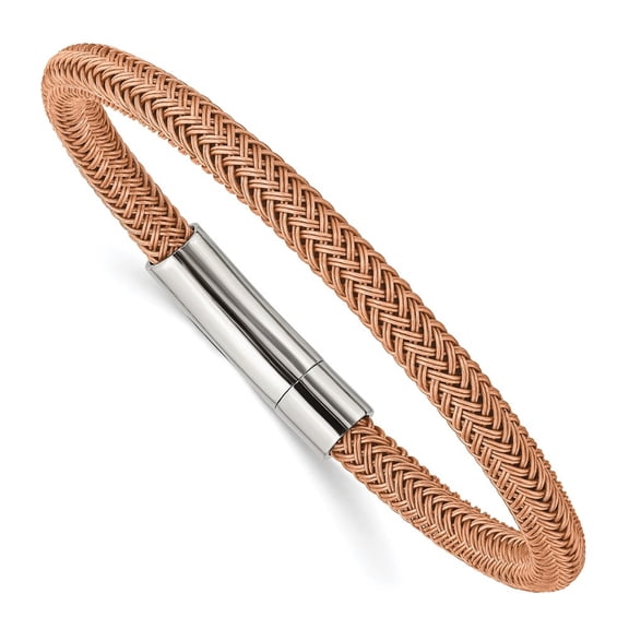 Auriga Fine Jewelry Stainless Steel Polished Rose Wire 8.5 inch Men's Bracelet