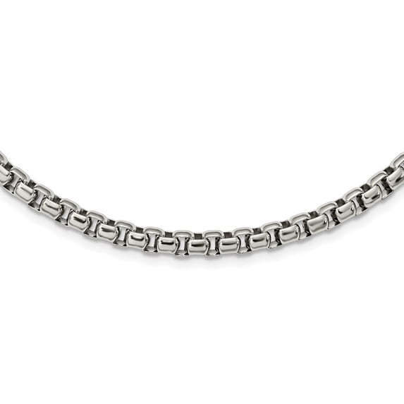 Auriga Fine Jewelry Stainless Steel Polished Rounded Box Chain Necklace for Men 24"