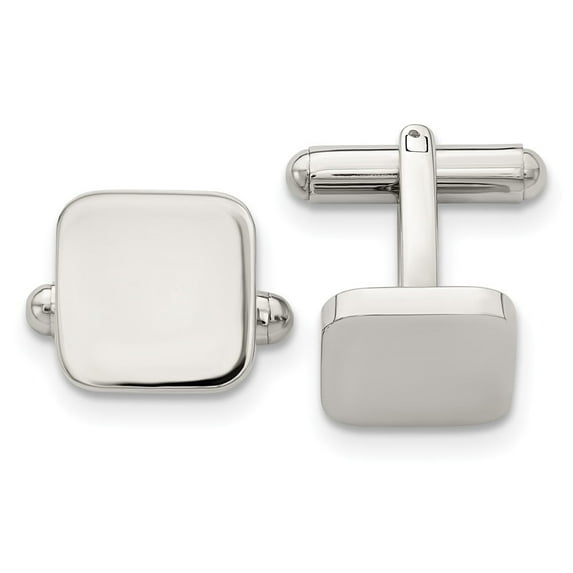 Auriga Fine Jewelry Stainless Steel Polished Rounded Square Cufflinks for Men