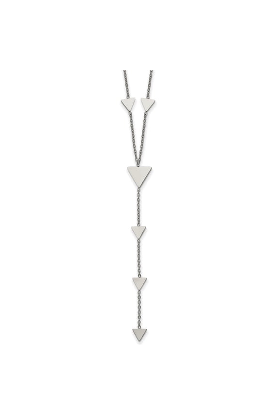 Fine Jewelry Stainless Steel Polished Triangles Cable Chain Y Necklace for Women 24"