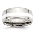thumbnail image 1 of Auriga Fine Jewelry Stainless Steel Polished White Ceramic Inlay 9 mm Band for Women Size 12.5, 1 of 6