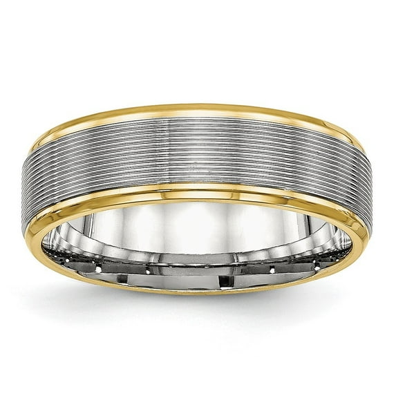 Auriga Fine Jewelry Stainless Steel Polished Yellow IP-plated 6 mm Grooved Band for Women Size 13
