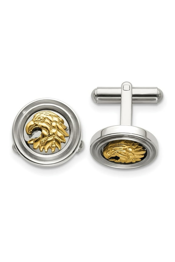 Fine Jewelry Stainless Steel Polished Yellow IP-plated Eagle Cufflinks for Men