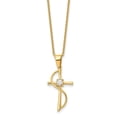 thumbnail image 1 of Auriga Fine Jewelry Stainless Steel Polished Yellow IP-plated with CZ Cross Pendant Necklace for Women 17.75", 1 of 3