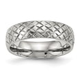 thumbnail image 1 of Auriga Fine Jewelry Stainless Steel Polished and Textured Criss Cross Design 6 mm Band for Women Size 6, 1 of 6