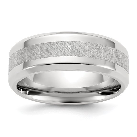 Auriga Fine Jewelry Stainless Steel Polished with Brushed Center 8mm Men's Band Size 12