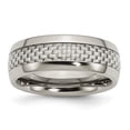 thumbnail image 1 of Auriga Fine Jewelry Stainless Steel Polished with Grey Carbon Fiber Inlay 8 mm Band for Women Size 6.5, 1 of 6