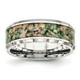 thumbnail image 1 of Auriga Fine Jewelry Stainless Steel Polished with Imitation Opal Inlay 8 mm Band for Men Size 13, 1 of 6