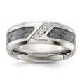 thumbnail image 1 of Auriga Fine Jewelry Stainless Steel Polsihed with Gray Carbon Fiber Inlay and CZ 8mm Men's Band Size 8, 1 of 7