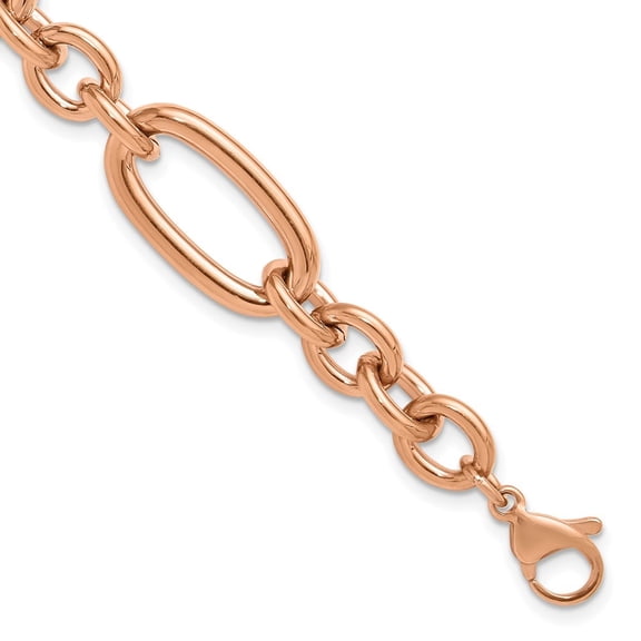 Auriga Fine Jewelry Stainless Steel Rose IP-plated Open Link 7 inch Plus a 1.25 inch Extension Men's Bracelet