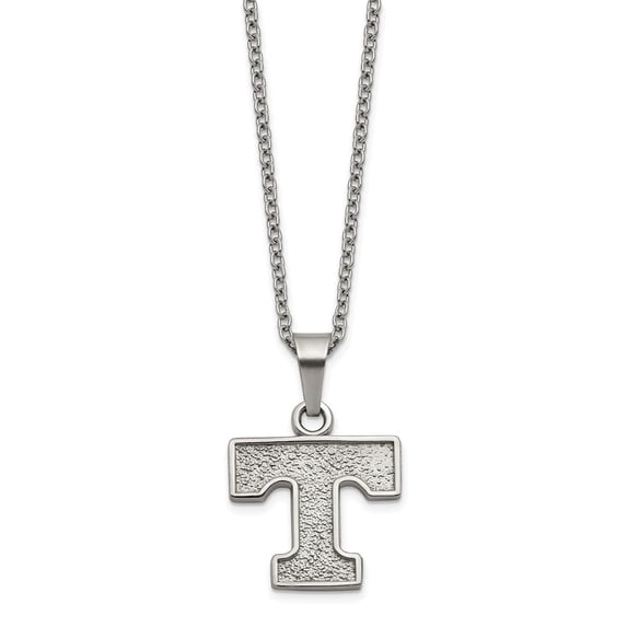 Auriga Fine Jewelry Stainless Steel Tennessee Letter T Pendant 18 inch Necklace with 2 inch Extender for Women (L -18 mm)