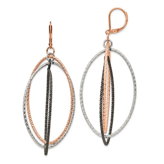 Auriga Mother's Day Gift Stainless Steel Rose IP-plated Dangle Leverback Earrings for Women