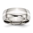 thumbnail image 1 of Auriga Fine Jewelry Stainless Steel with Sterling Silver Inlay Polished 8 mm Band for Women Size 6.5, 1 of 6