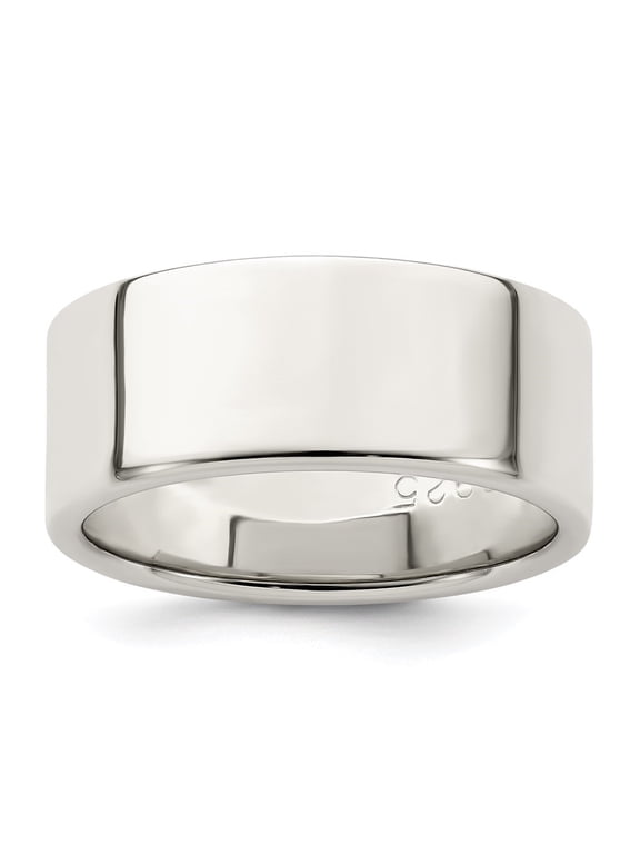 Fine Jewelry Sterling Silver 8 mm Lightweight Flat Band for Women Size 8