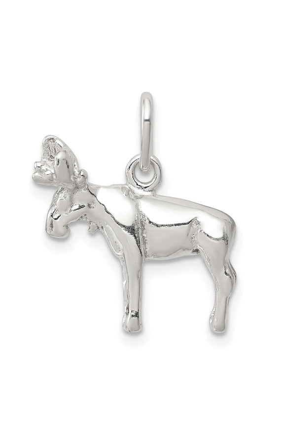 Fine Jewelry Sterling Silver Moose Charm for Women Length - 19mm, Width - 20mm