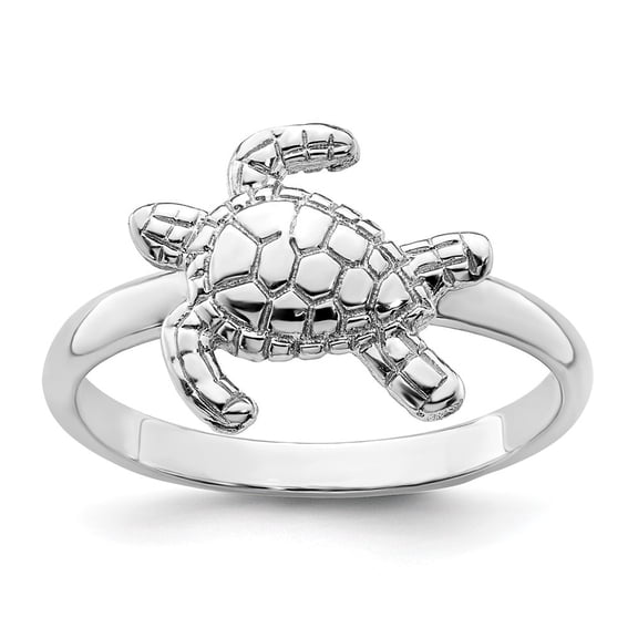 Auriga Fine Jewelry Sterling Silver Rhodium-plated Polished Turtle Ring for Women Size 10