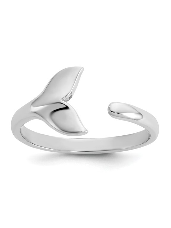 Fine Jewelry Sterling Silver Rhodium-plated Polished Whale Tail Ring for Women Size 6