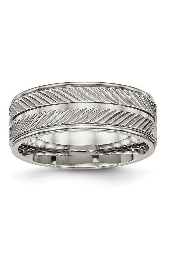 Fine Jewelry Titanium 8mm Grooved Band for Men Size 11