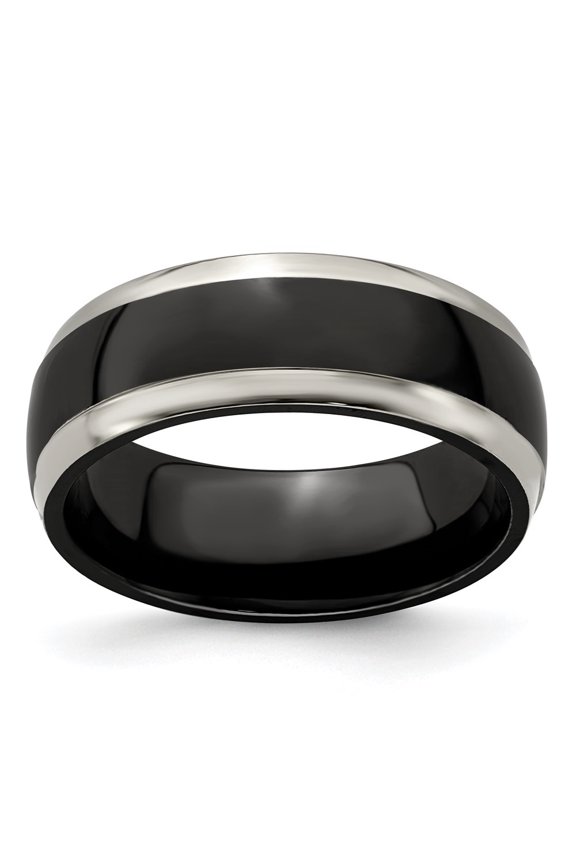 Fine Jewelry Titanium Black Ti 8mm Men's Band Size 7