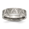thumbnail image 1 of Auriga Fine Jewelry Titanium Brushed 6mm Trinity Symbol Flat Men's Band Size 7.5, 1 of 5
