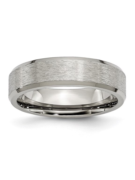 Fine Jewelry Titanium Brushed Center 6mm Beveled Edge Men's Band Size 13