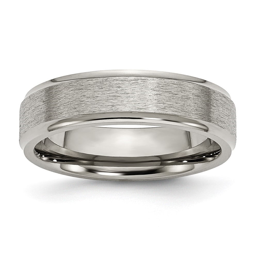 Men's Brushed Flat Polished Edges Grooved Wedding Band