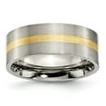 thumbnail image 1 of Auriga Fine Jewelry Titanium Brushed with 14k Gold Inlay 8mm Flat Men's Band Size 8, 1 of 5
