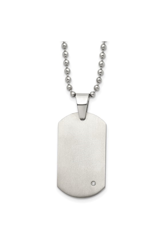 Fine Jewelry Titanium Brushed with Diamond Accent Dog Tag Necklace for Men 22"