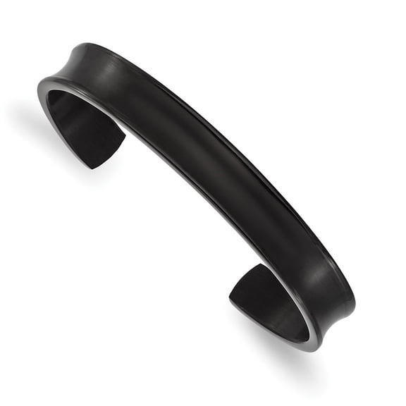 Auriga Fine Jewelry Titanium Brushed with Polished Edge Black IP-plated 10mm Cuff Bangle Size 7 for Men