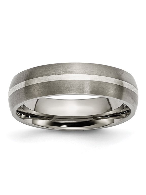 Fine Jewelry Titanium Brushed with Sterling Silver Inlay 6mm Men's Band Size 7.5