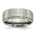 thumbnail image 1 of Auriga Fine Jewelry Titanium Center Block Design 8mm Ridged Edge Band for Men Size 11, 1 of 6