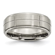 Auriga Fine Jewelry Titanium Center Block Design 8mm Ridged Edge Band for Men Size 13.5