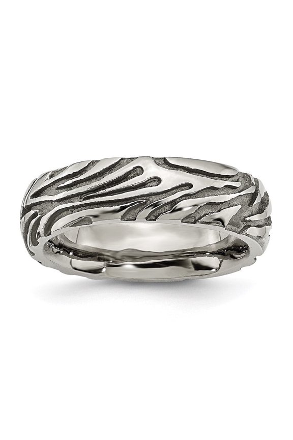 Fine Jewelry Titanium Grey Safari Etched and Domed 7.0mm Men's Band Size 8