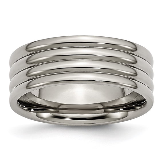 Auriga Fine Jewelry Titanium Grooved 8mm Band for Men Size- 6.5