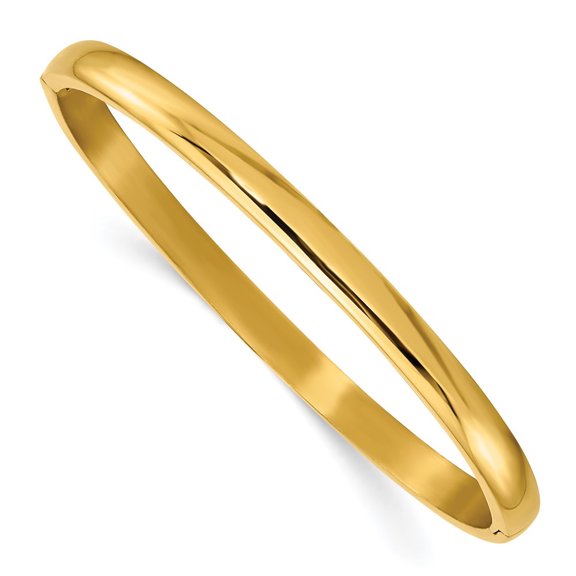Auriga Fine Jewelry Titanium Polished Yellow IP-plated 5mm Hinged Bangle Size 7 for Men