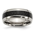thumbnail image 1 of Auriga Fine Jewelry Titanium Polished with Black Carbon Fiber Inlay 8mm Men's Band Size 6, 1 of 5