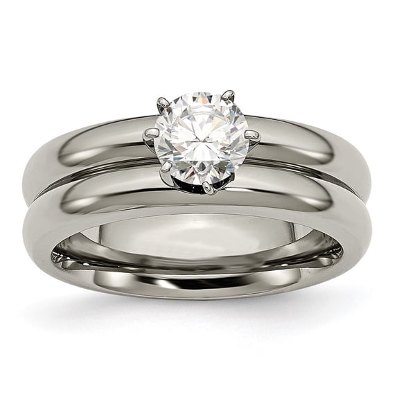 Auriga Fine Jewelry Titanium Polished with CZ Ring for Women Size 7
